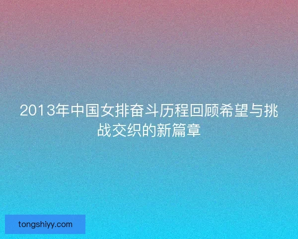 2013年中国女排奋斗历程回顾希望与挑战交织的新篇章
