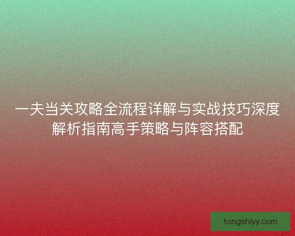 一夫当关攻略全流程详解与实战技巧深度解析指南高手策略与阵容搭配