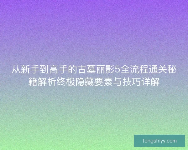 从新手到高手的古墓丽影5全流程通关秘籍解析终极隐藏要素与技巧详解