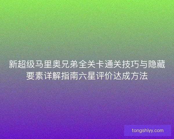 新超级马里奥兄弟全关卡通关技巧与隐藏要素详解指南六星评价达成方法 新超级马里奥兄弟全关卡通关技巧与隐藏要素详解指南六星评价达成方法